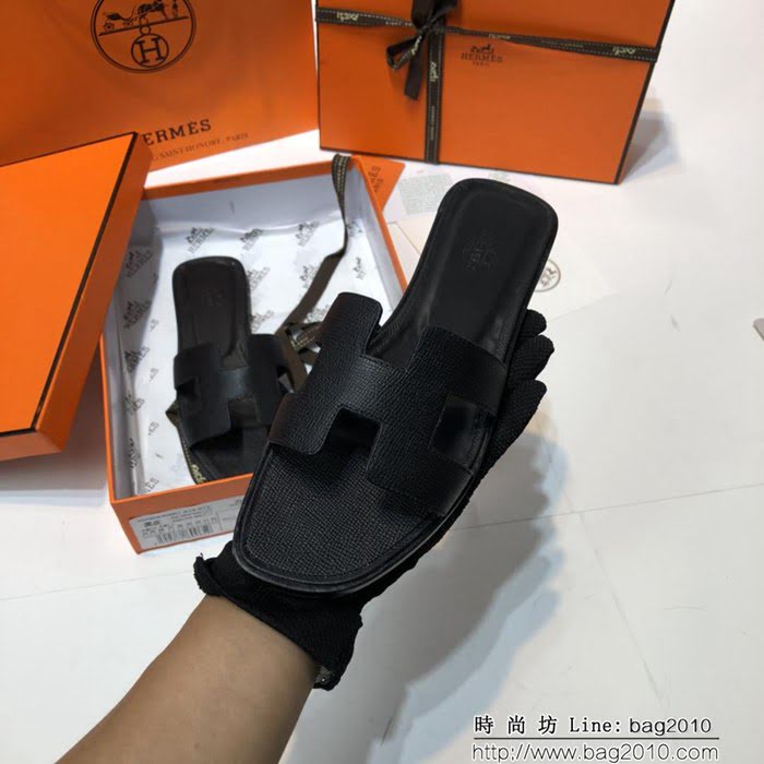 HERMES愛馬仕 頂級品質 2018手掌紋系列 貴婦拖鞋 休閒百搭款 真皮底女拖鞋  dsX1417